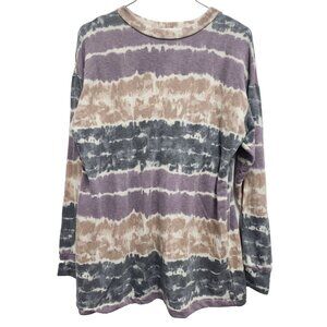 Lime & Chili BOHO Tunic Top Womens Medium Tie Dye Soft Knit Long Sleeve Casual